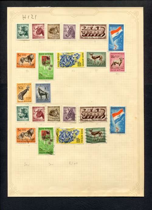 Union of SA - 23 Stamps Mounted (Hinged) On Old Album Page