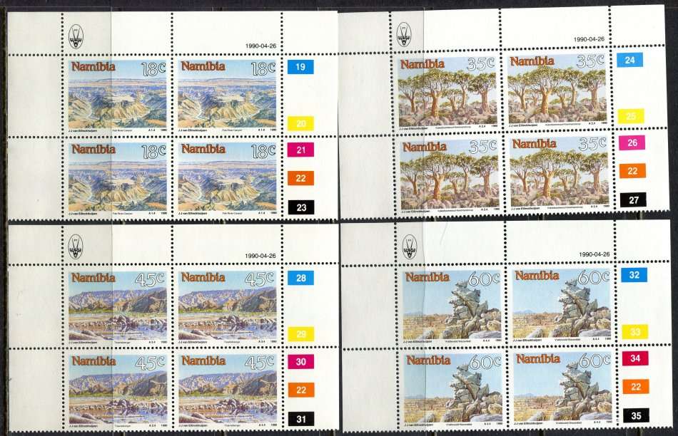 Namibia - Set of 4 Control Blocks of 4 - 1990 - MNH