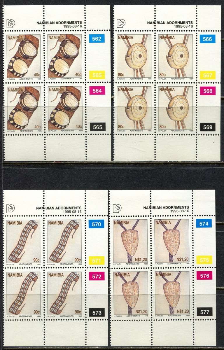 Namibia - Set of 4 Control Blocks of 4 - 1995 - MNH