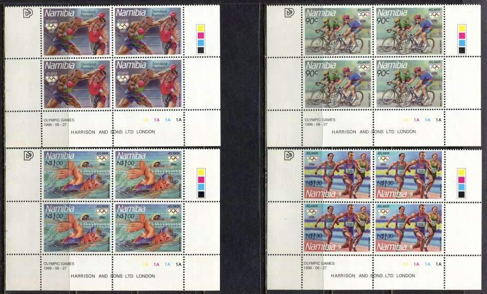 Namibia - Sport - Set of 4 Control Blocks of 4 (1A) - 1996 - MNH