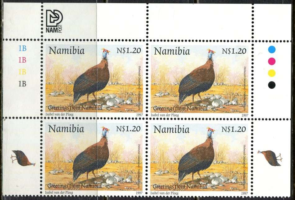 Namibia - Birds - 1 Control Block of 4 (1B) - 1997 - MNH