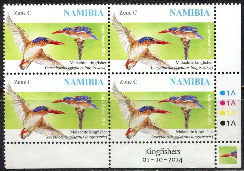 Namibia - Birds - 1 Control Block of 4 - 2014 - MNH