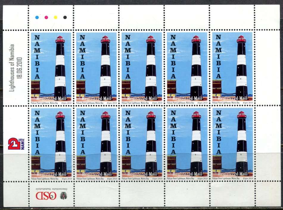 Namibia - Lighthouses - 1 Full Sheet of 10 - 2010 - MNH