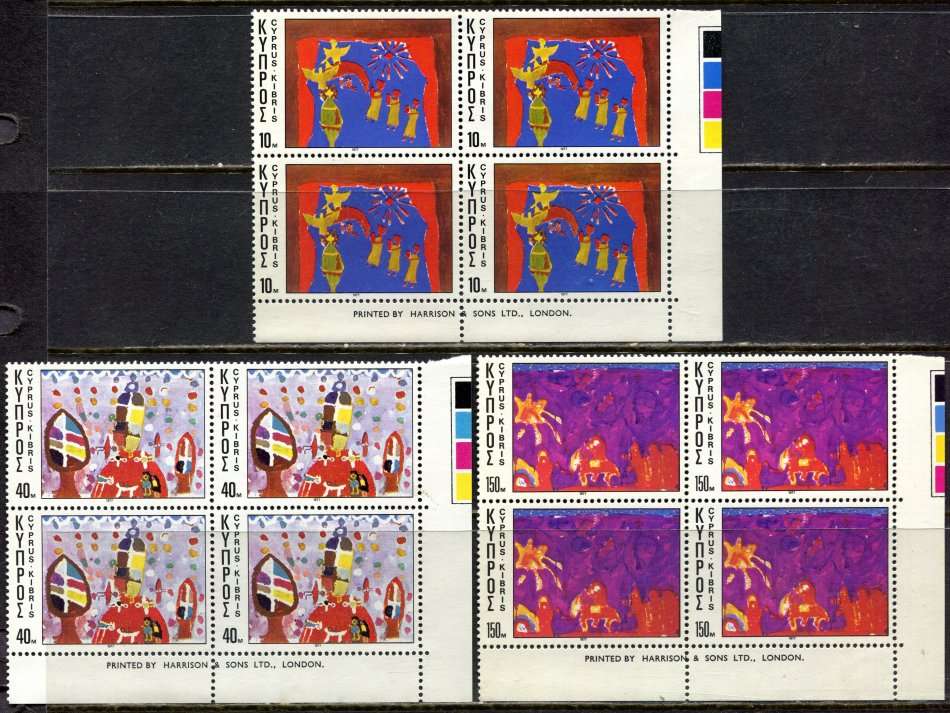 Cyprus - Set of 3 Blocks of 4 - 1977 - MNH