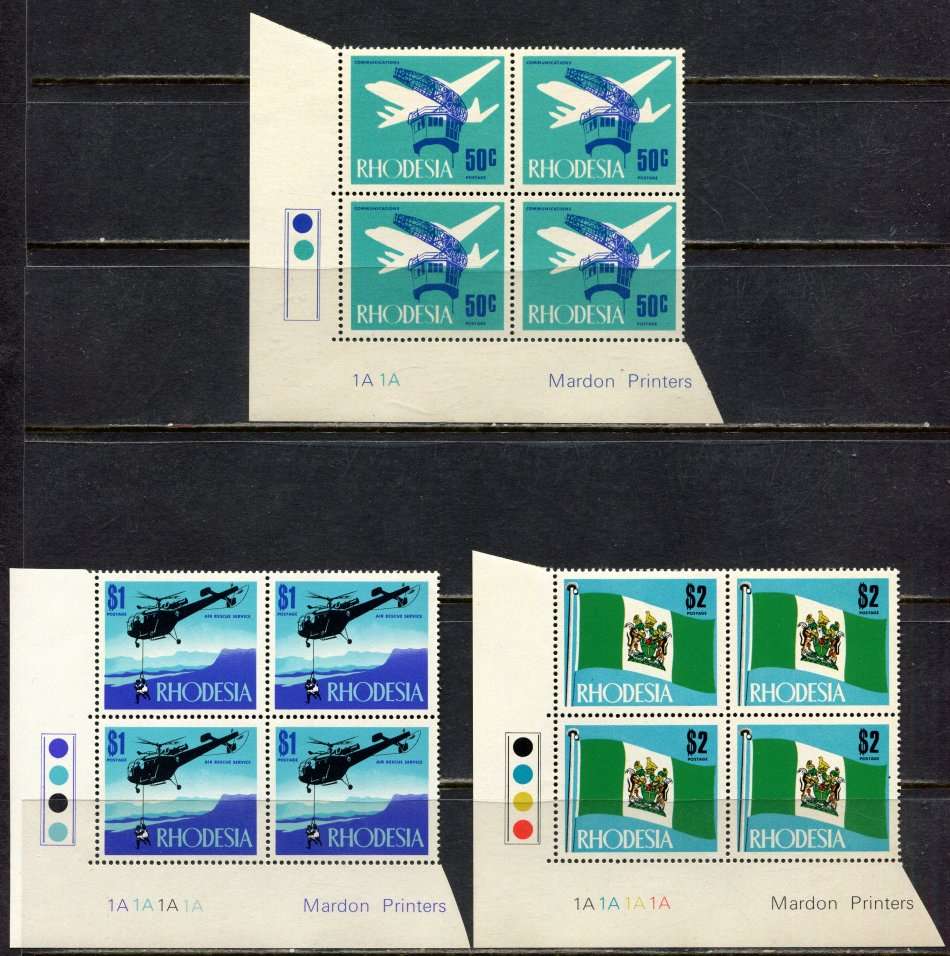 Rhodesia - Set of 14 Control Blocks of 4 - 1A - 1970 - MNH