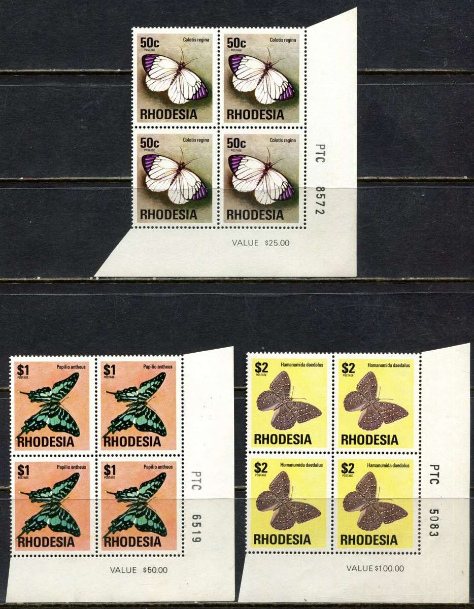 Rhodesia - 13 PTC Blocks of 4  - White Gum - 1976 - MNH