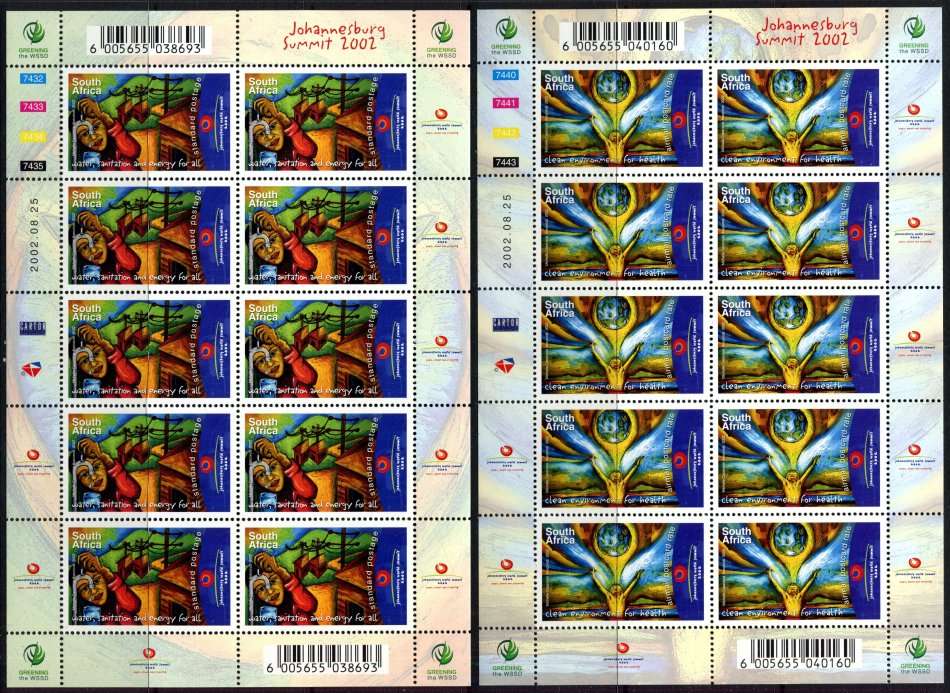 RSA - Set of 3 Full Sheets - 2002 - MNH