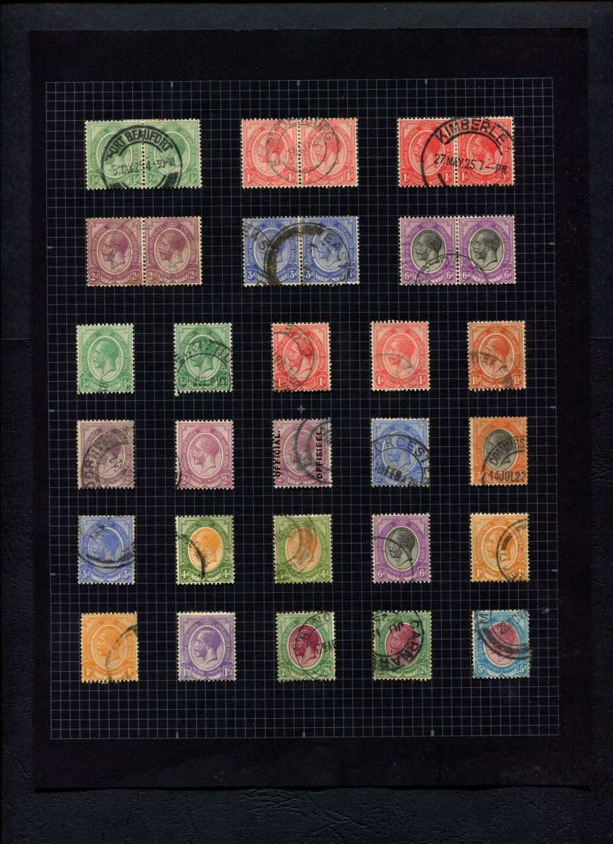 Union of SA - 32 Stamps Mounted (Hinged) on Old Album Page