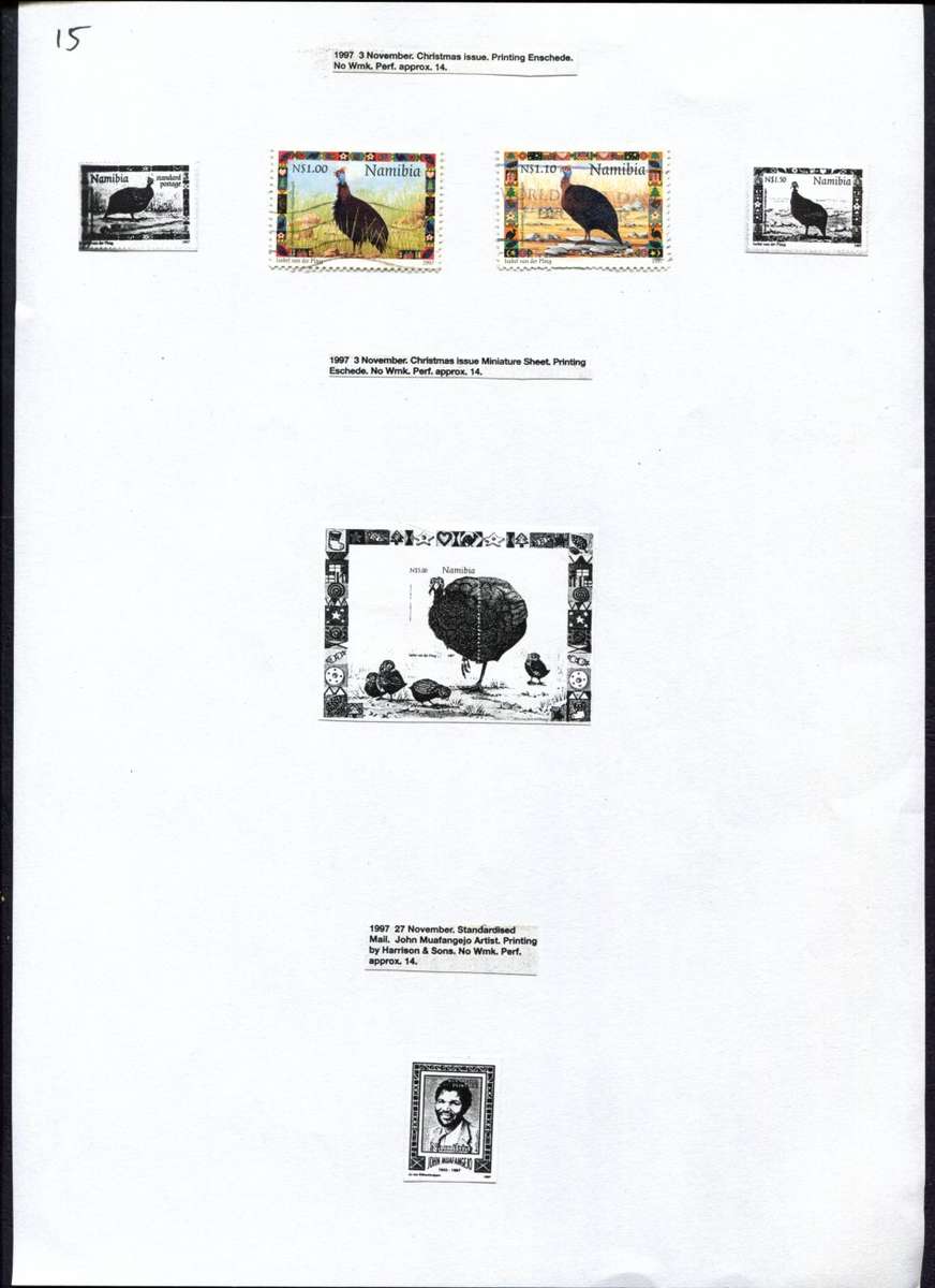 Namibia - 2 Stamps Mounted (Hinged) on Old Album Page