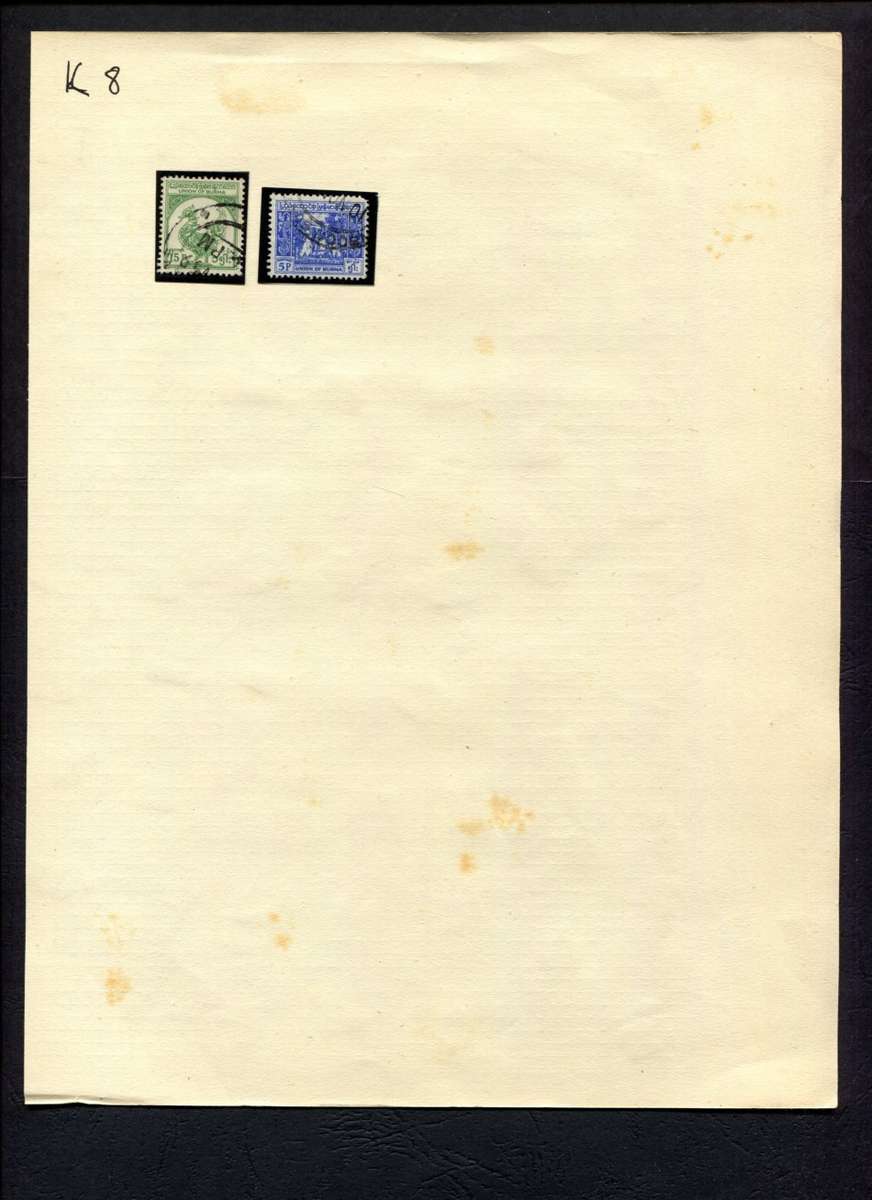 Burma - 2 Stamps Mounted (Hinged) On Album Page