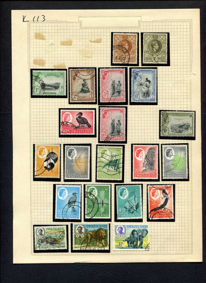 Swaziland - 21 Stamps Mounted (Hinged) On Album Page