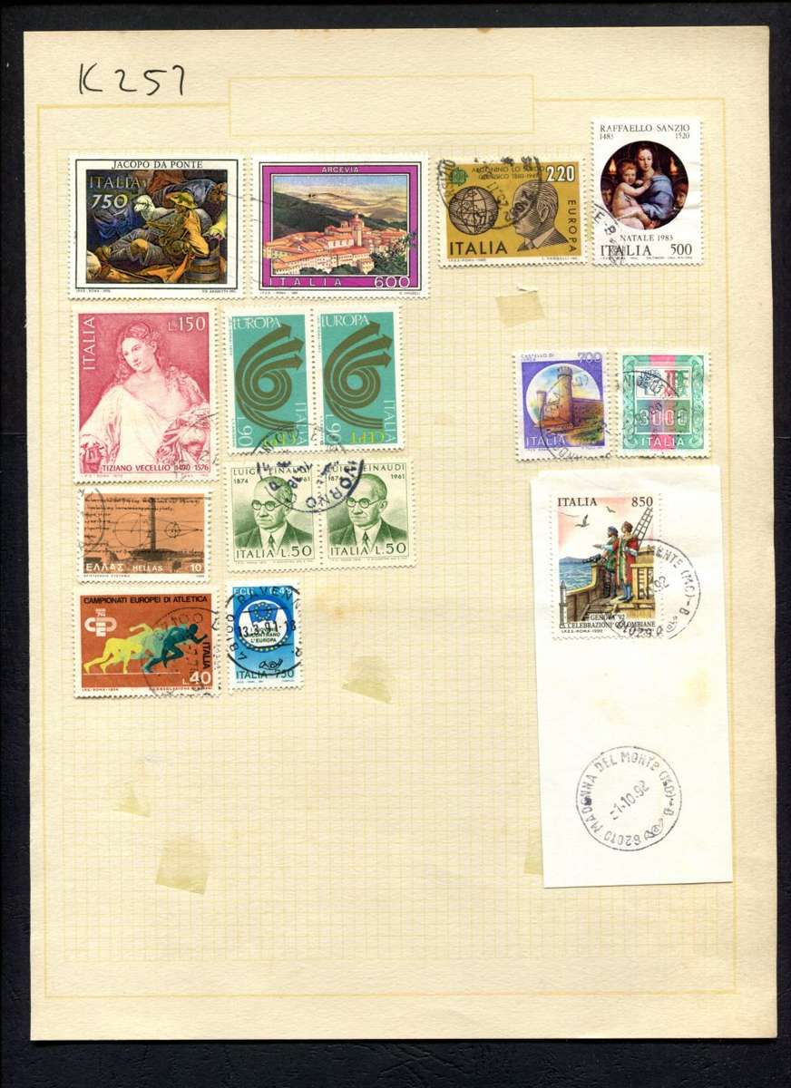 Italy - 15 Stamps Mounted (Hinged) On Album Page