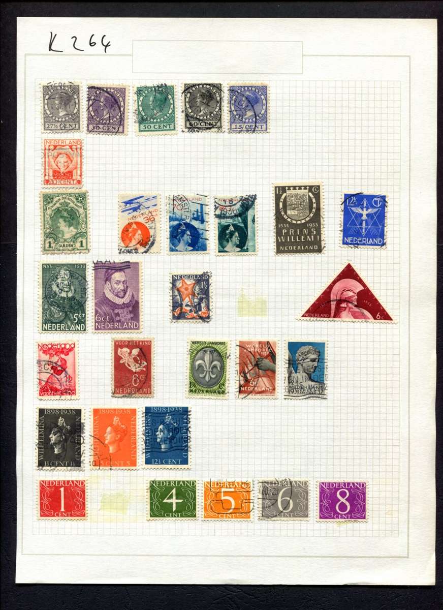 Netherlands - 29 Stamps Mounted (Hinged) On Album Page