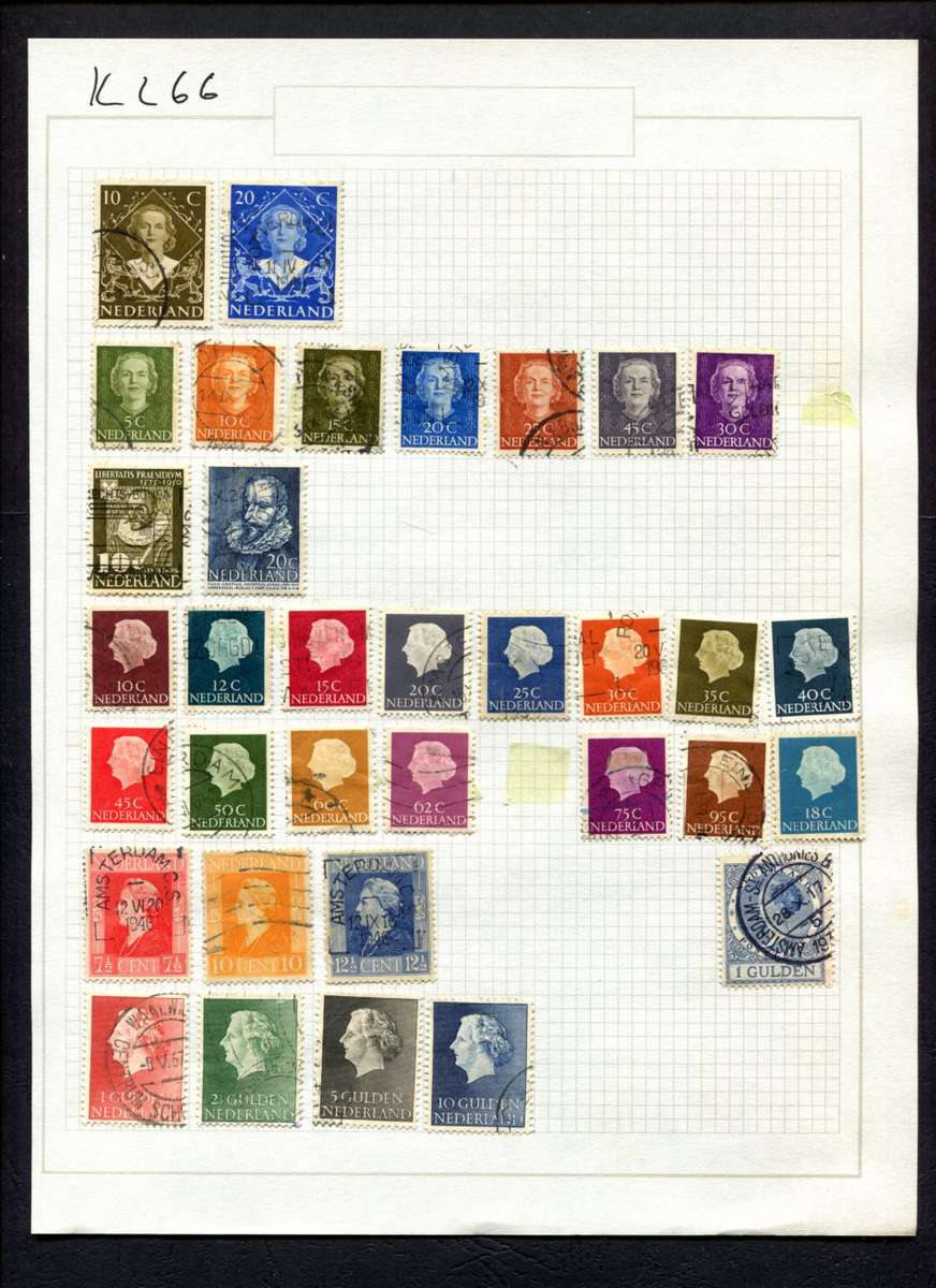 Netherlands - 34 Stamps Mounted (Hinged) On Album Page