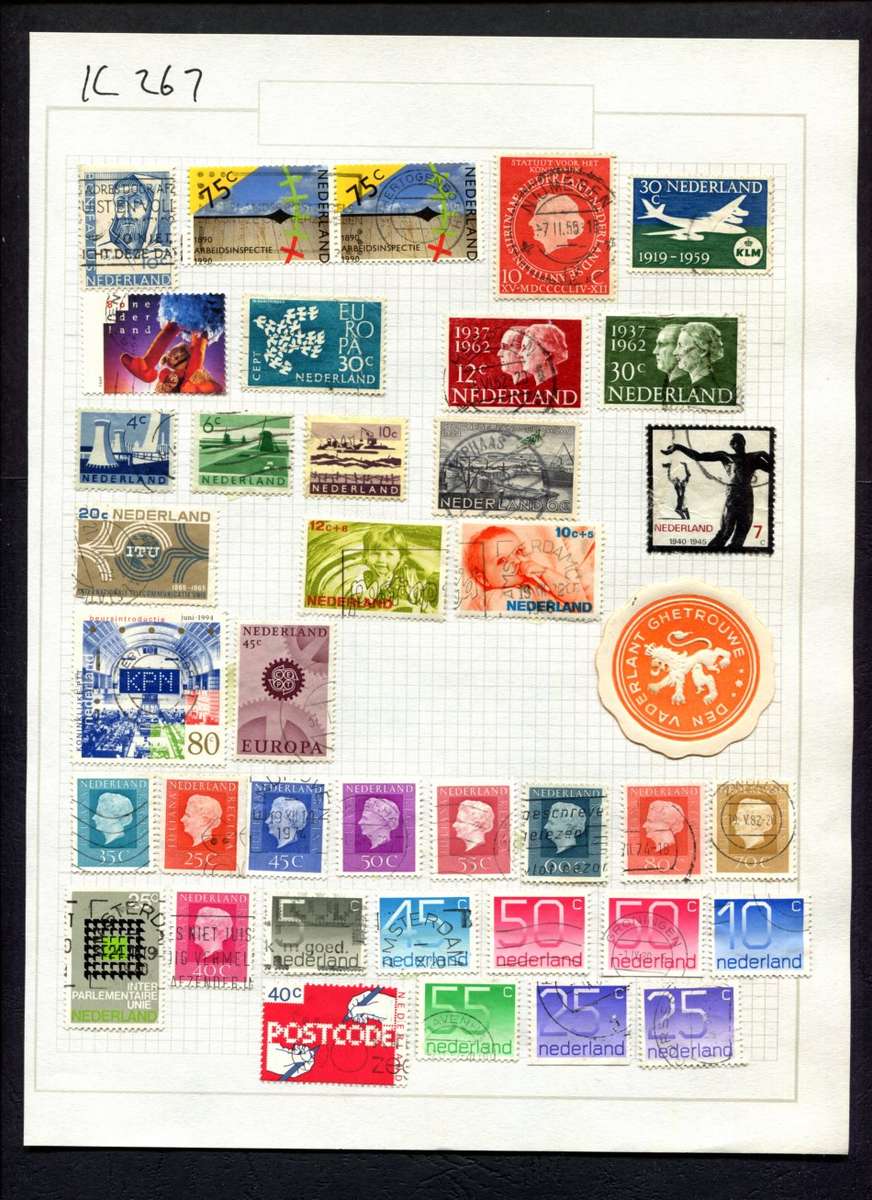 Netherlands - 38 Stamps Mounted (Hinged) On Album Page