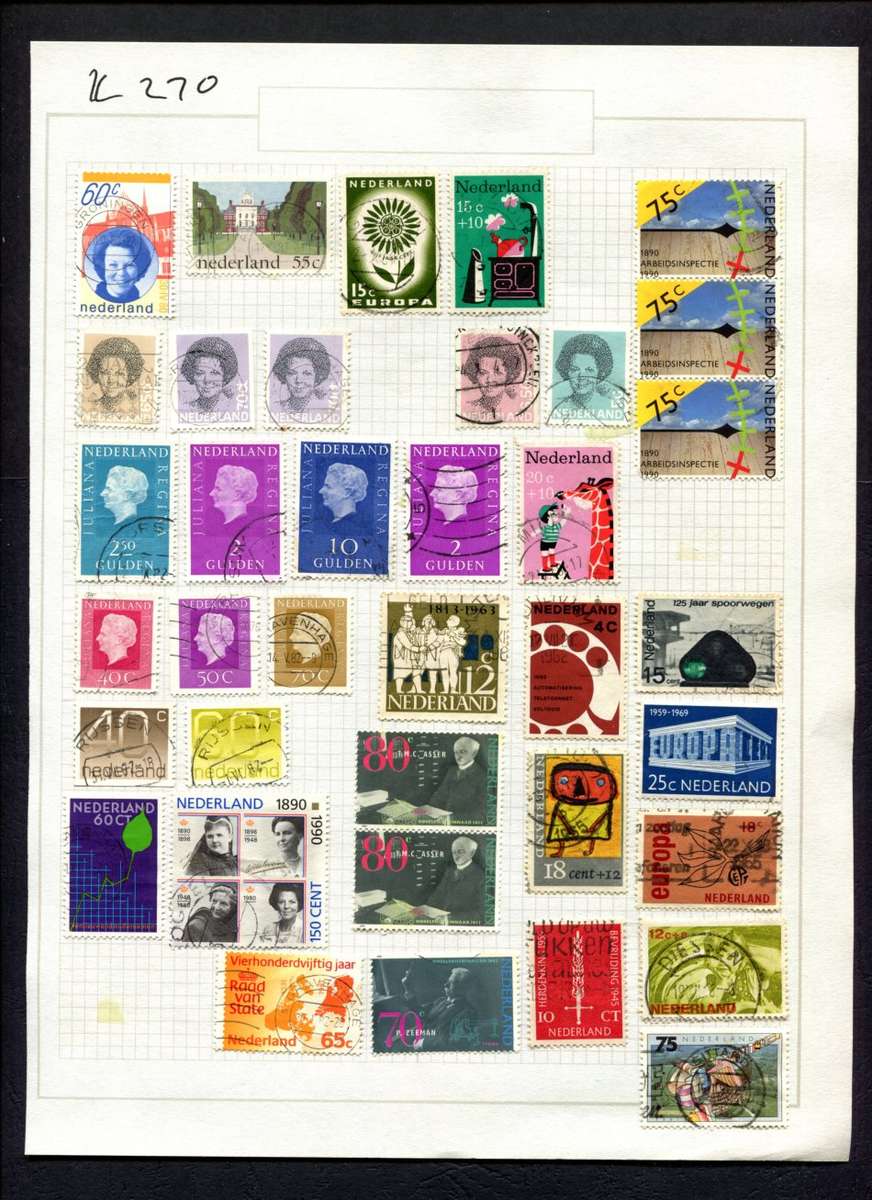 Netherlands - 37 Stamps Mounted (Hinged) On Album Page
