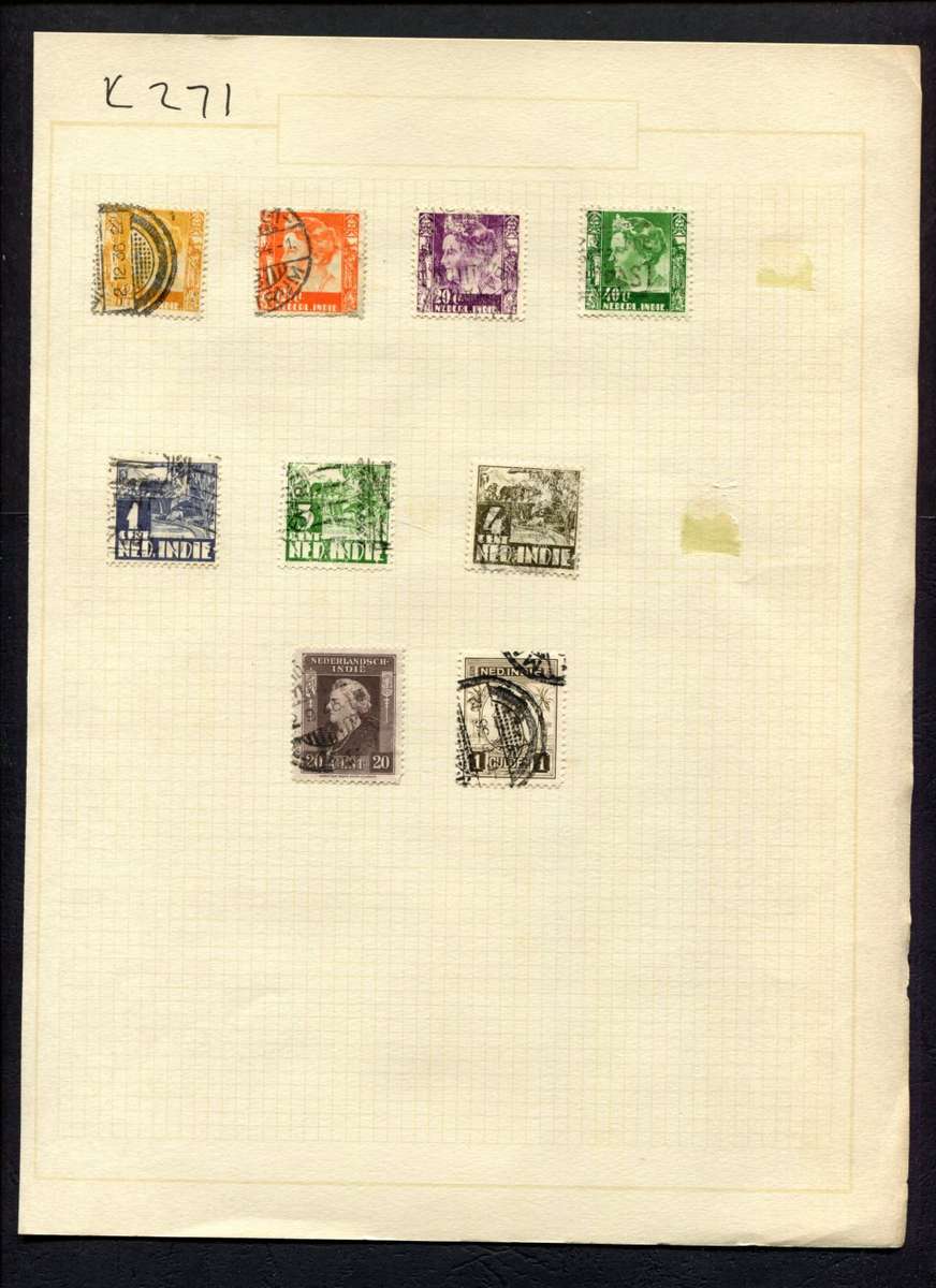 Netherlands India - 9 Stamps Mounted (Hinged) On Album Page