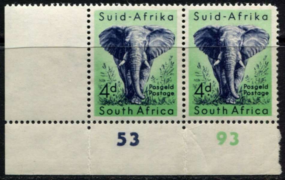 Union of SA - Control Number Pair - 1954 - MNH
