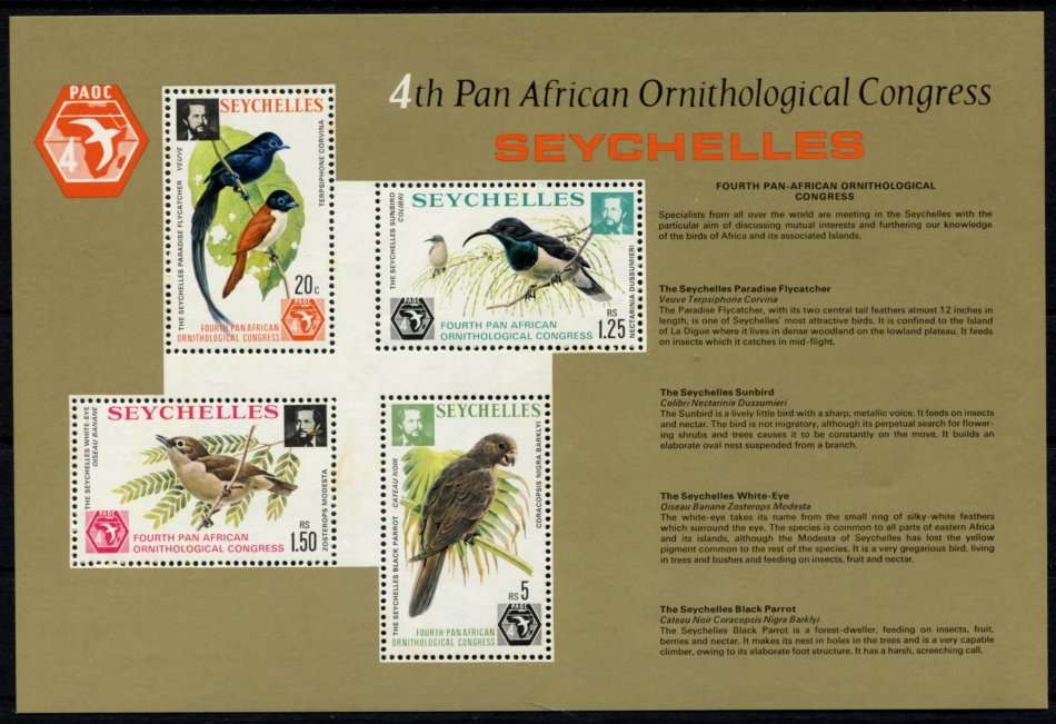 Seychelles - Birds - Miniature Sheet - 1976 - MNH - Toned