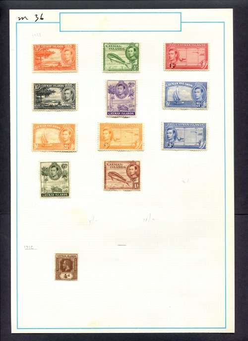 Cayman Islands - 12 Stamps Mounted (Hinged) on Old Album Page