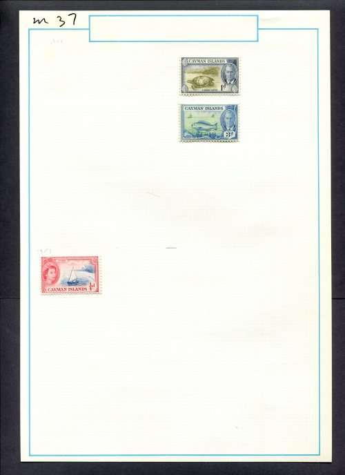 Cayman Islands - 3 Stamps Mounted (Hinged) on Old Album Page