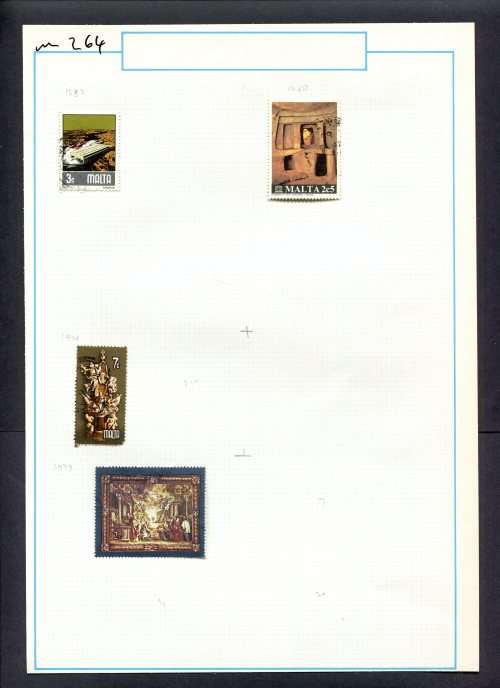 Malta - 4 Stamps Mounted (Hinged) On Old Album Page