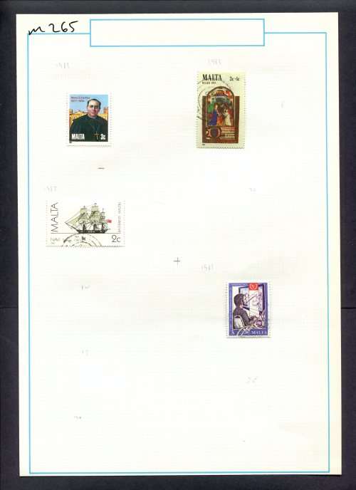 Malta - 4 Stamps Mounted (Hinged) On Old Album Page