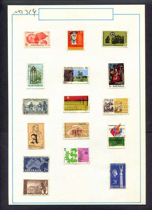 Australia - 16 Stamps Mounted (Hinged) On Old Album Page