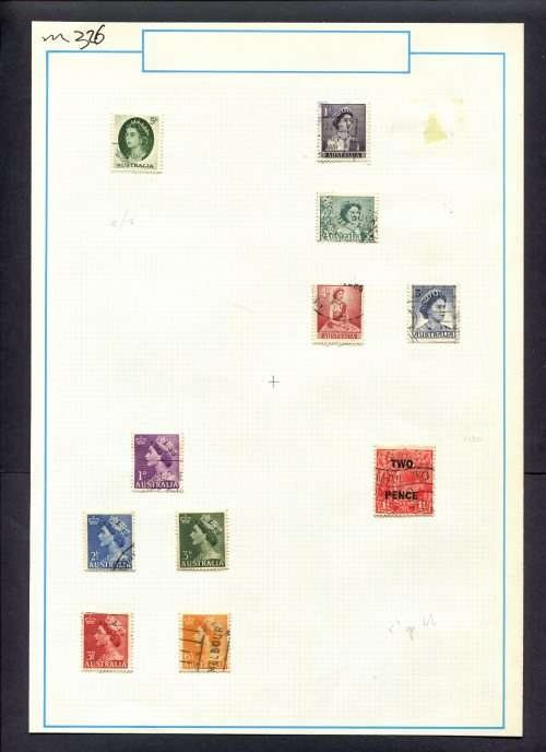 Australia - 11 Stamps Mounted (Hinged) On Old Album Page