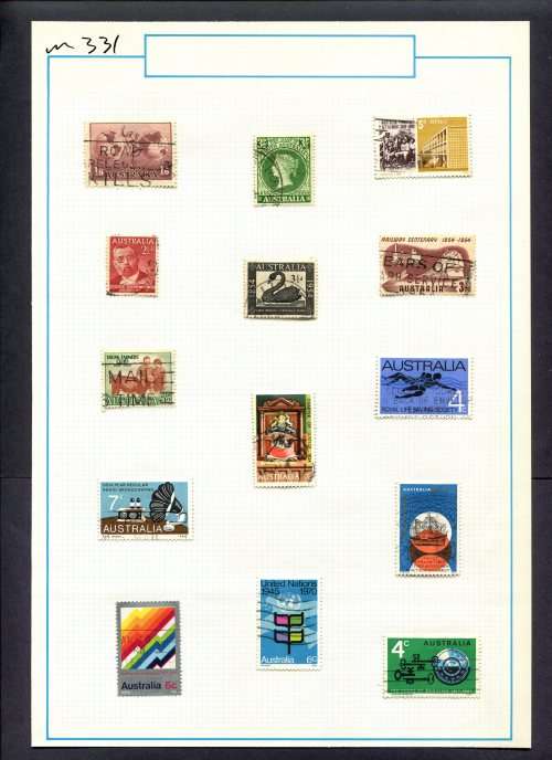 Australia - 14 Stamps Mounted (Hinged) On Old Album Page