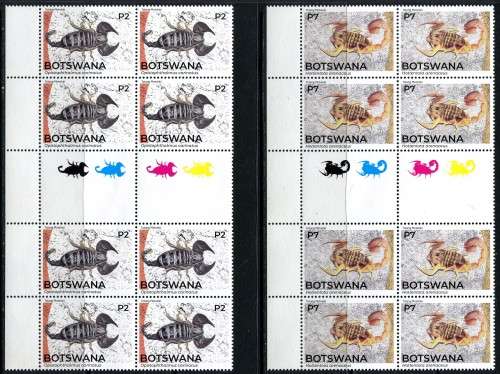 Botswana - Scorpians - Set of 6 Control/Gutter Blocks of 8 - 2020 - MNH