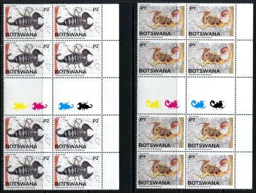 Botswana - Scorpians - Set of 6 Control/Gutter Blocks of 8 - 2020 - MNH