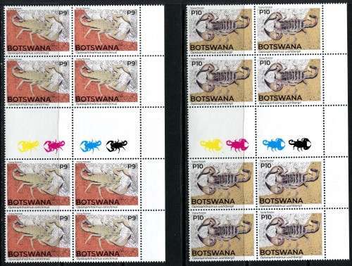 Botswana - Scorpians - Set of 6 Control/Gutter Blocks of 8 - 2020 - MNH