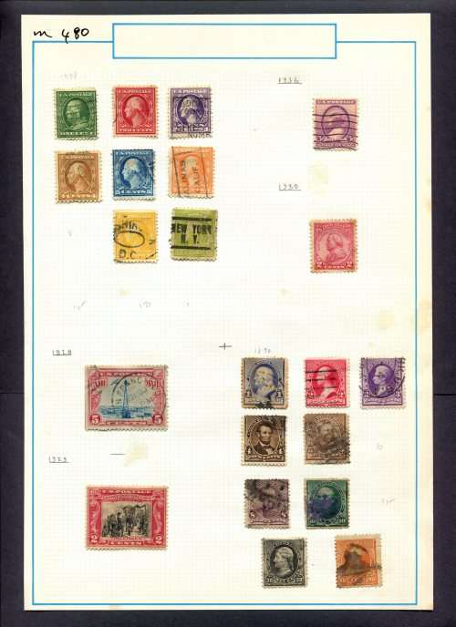 USA - 21 Stamps Mounted (Hinged) On Old Album Page