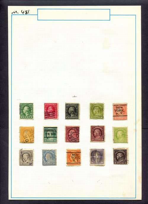 USA - 15 Stamps Mounted (Hinged) On Old Album Page