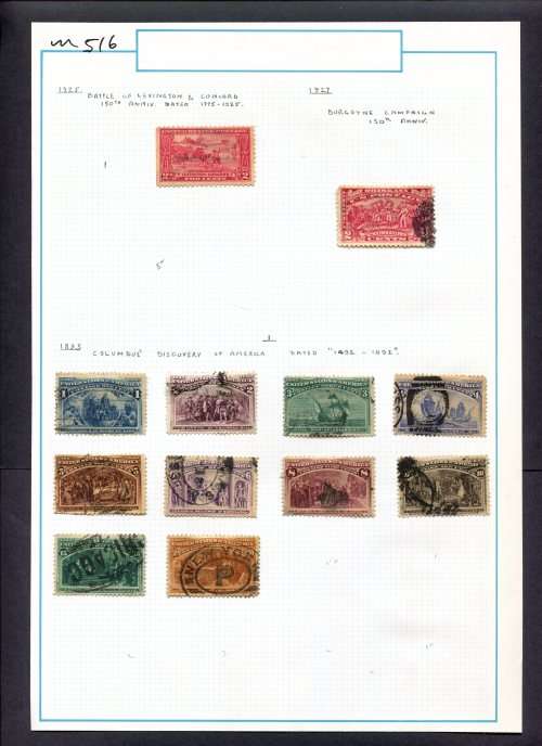 USA - 12 Stamps Mounted (Hinged) On Old Album Page