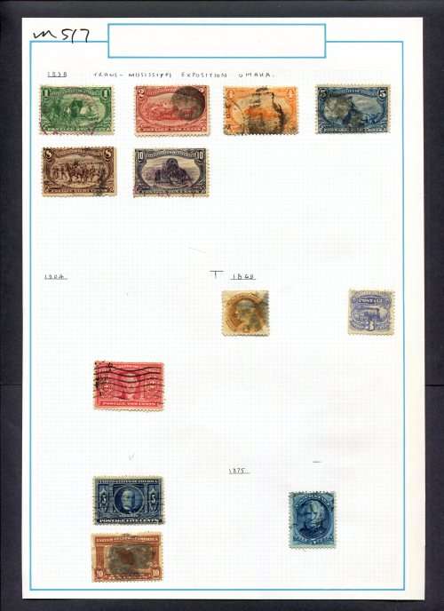 USA - 12 Stamps Mounted (Hinged) On Old Album Page