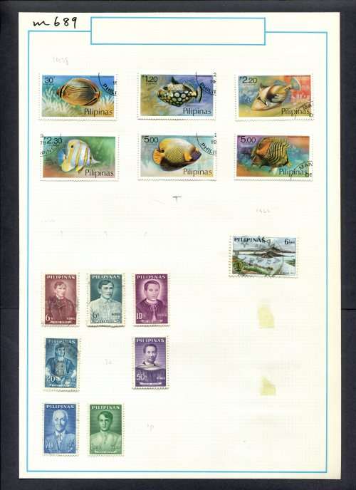 Philippines - 14 Stamps Mounted (Hinged) On Old Album Page