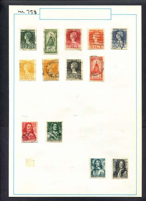 Netherlands - 13 Stamps Mounted (Hinged) On Old Album Page