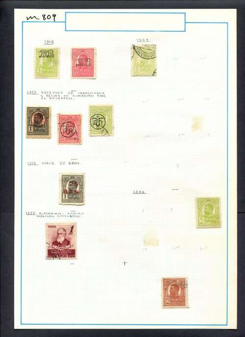 Romania - 10 Stamps Mounted (Hinged) On Old Album Page