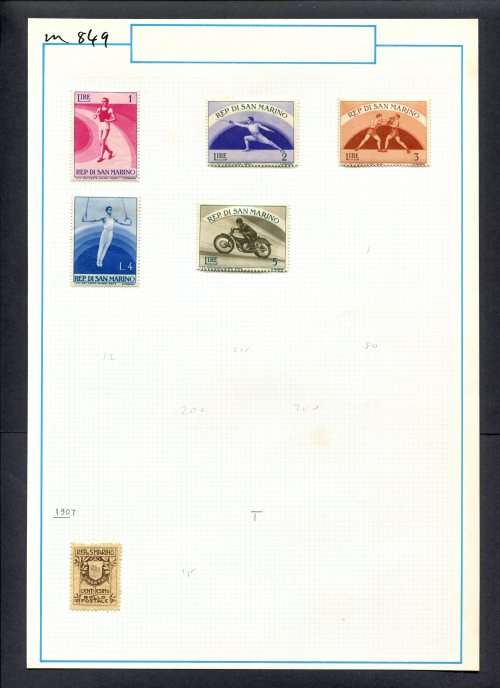 San Marino - 6 Stamps Mounted (Hinged) On Old Album Page