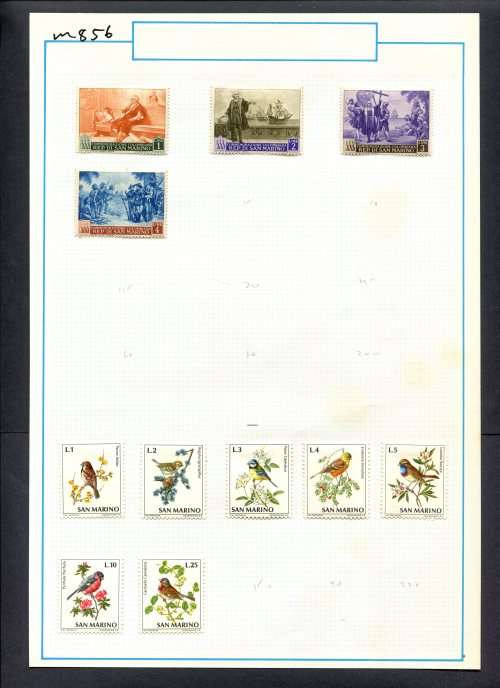 San Marino - 11 Stamps Mounted (Hinged) On Old Album Page