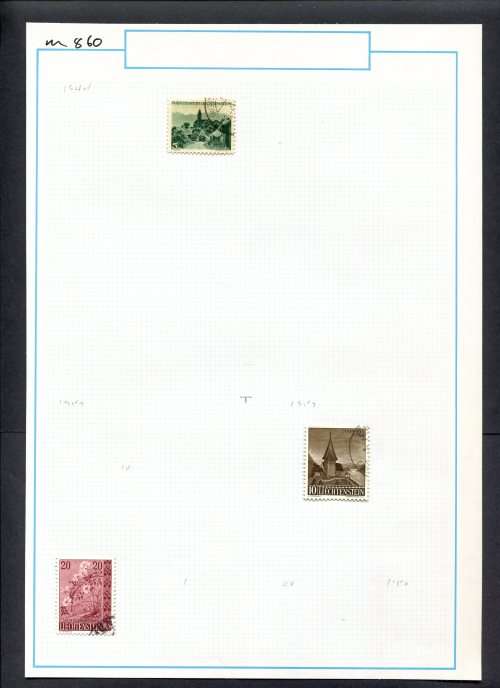 Liechtenstein - 3 Stamps Mounted (Hinged) On Old Album Page