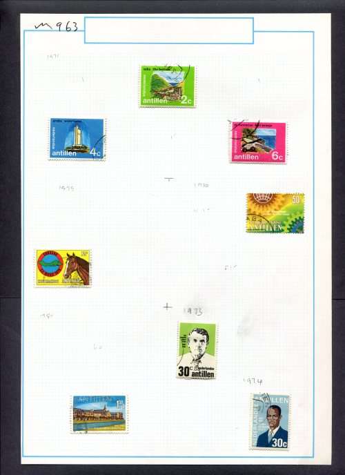 Netherlands Antilles - 8 Stamps Mounted (Hinged) On Old Album Page