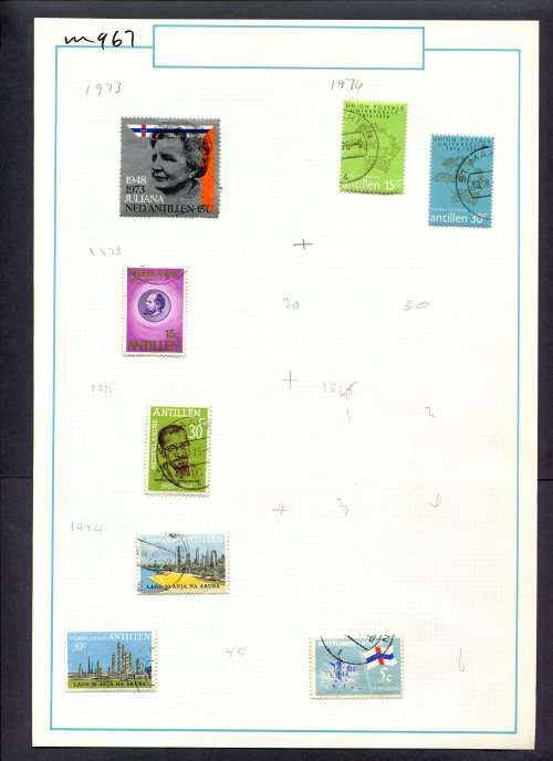 Netherlands Antilles - 8 Stamps Mounted (Hinged) On Old Album Page