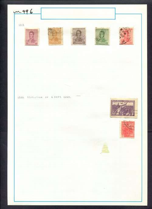 Argentina - 7 Stamps Mounted (Hinged) On Old Album Page