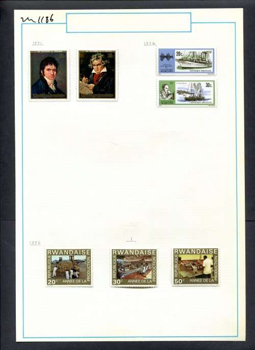 Rwanda - 7 Stamps Mounted On Old Album Page