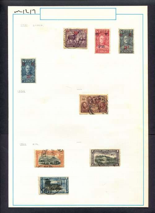 Belgium Congo - 8 Stamps Mounted On Old Album Page