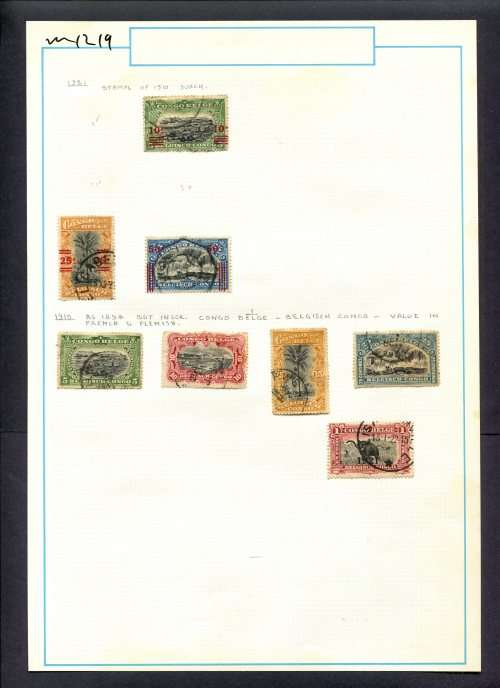 Belgium Congo - 8 Stamps Mounted On Old Album Page