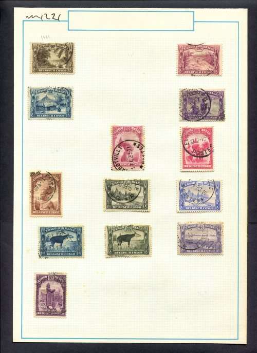 Belgium Congo - 13 Stamps Mounted On Old Album Page